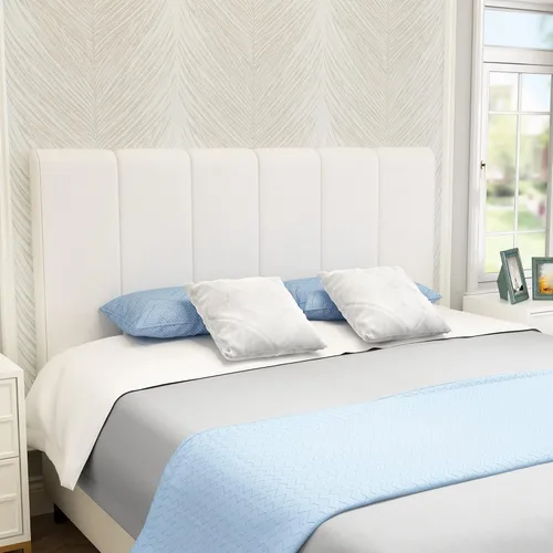 Yongchuang - Cabecero blanco tamaño King, tapizado en piel sintética, cabeceros para cama King, cabecero de cama King con altura ajustable, paneles