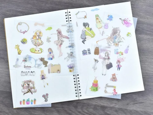 Miniatura 4 de 12 hojas de lindas calcomanías washi kawaii animales artesanales calcomanías decorativas para álbumes de recortes, planificador diario, collage