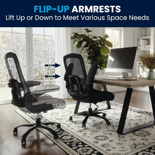 Miniatura 10 de Flash Furniture Silla giratoria grande y alta para oficina y juegos con soporte lumbar y espalda, silla de oficina ergonómica de malla con Tela