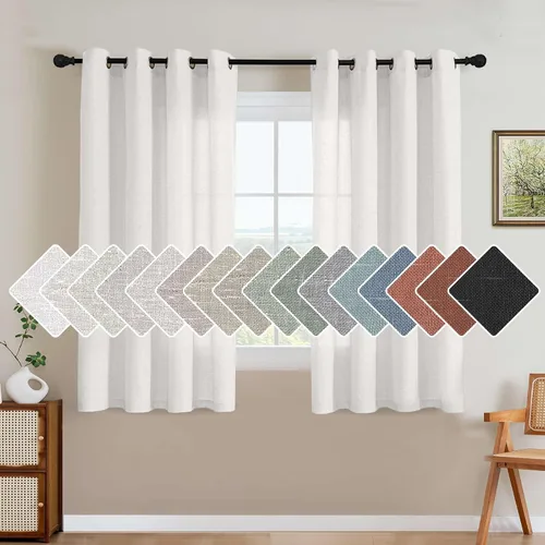 Miniatura 23 de H.VERSAILTEX Elegant - Cortinas texturizadas de lino natural mezclado con eficiencia energética, filtrado de luz, con ojales de níquel