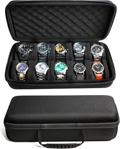 Miniatura 7 de Estuche de viaje único para reloj duro, Caja organizadora de exhibición enrollable para reloj inteligente deportivo de hombre con almohadilla