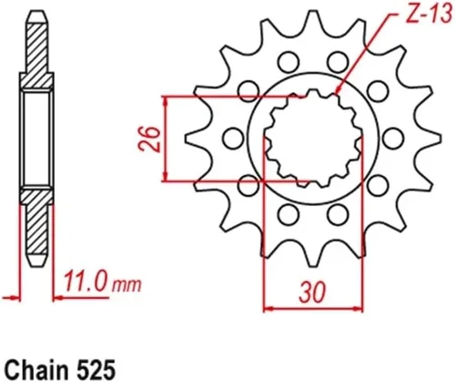 Miniatura 3 de 525 CNC 16T 46T Piñón trasero delantero de la motocicleta para FZ8 N NA 39P FZ8 S SA Fazer 8 42P FZ 8 2010-2015 piezas de repuesto (16T)