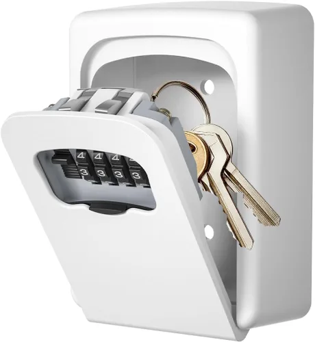 Miniatura 7 de Fayleeko Caja de Bloqueo de Llaves Montada en Pared, Caja de Seguridad con Clave de 4 Dígitos para Exterior, Llaves de Casa - Capacidad para 5 Negro