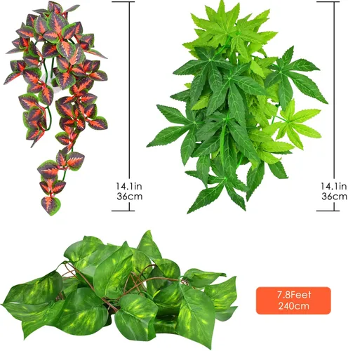 Miniatura 2 de KATUMO Plantas de reptiles, 3 plantas colgantes de anfibios con ventosa para serpientes, dragones barbudos, lagartos, geckos, sapos, tanque