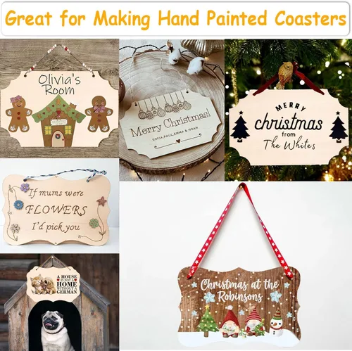 Miniatura 3 de 12 piezas de manualidades de madera sin terminar, placas de madera con forma rectangular para carritos, colgador de puerta, quema, pintura