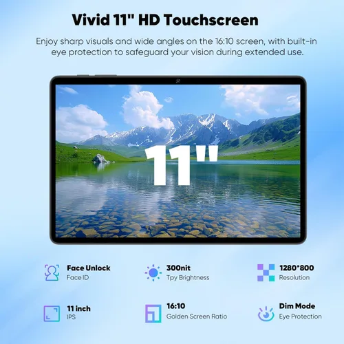 Miniatura 3 de Tablet de 11 pulgadas con teclado, tabletas Android 16, 32 GB+128 GB, expansión de 1 TB, batería de 8000 mAh, cámara de 5 MP+8 MP, WiFi 6 de doble