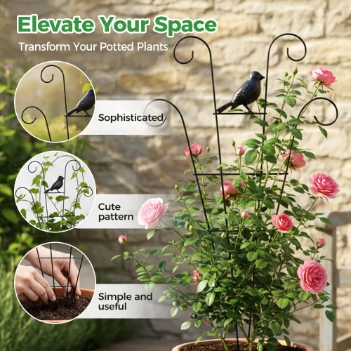 Miniatura 4 de Paquete de 4 estacas de soporte para plantas, 2026 nuevo enrejado de plantas de interior para plantas en maceta, enrejado de metal de jardín