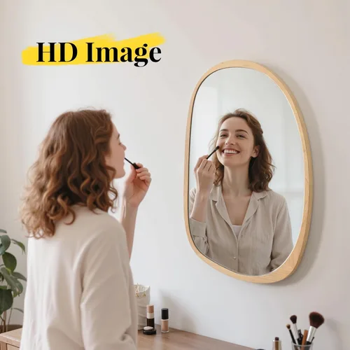 Miniatura 4 de sawsile Espejo de pared irregular, de madera natural, asimétrico, de 20 x 30 pulgadas, moderno espejo orgánico para baño, dormitorio, sala de estar