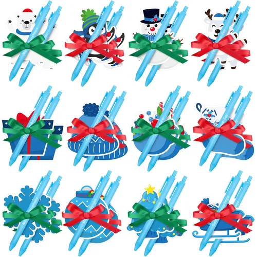 Miniatura 6 de Pasimy Juego de 24 notas adhesivas de Navidad y bolígrafos, regalos navideños de invierno para estudiantes, compañeros de trabajo, blocs de notas