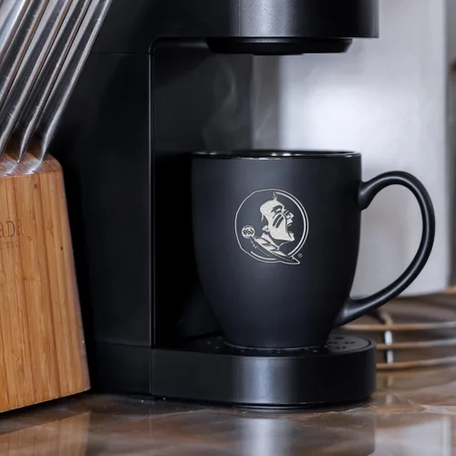 Miniatura 3 de Rico Industries - Taza de cerámica mate negra con grabado láser estándar de 15oz para NCAA (escuelas T & U) - Para bebidas calientes o frías