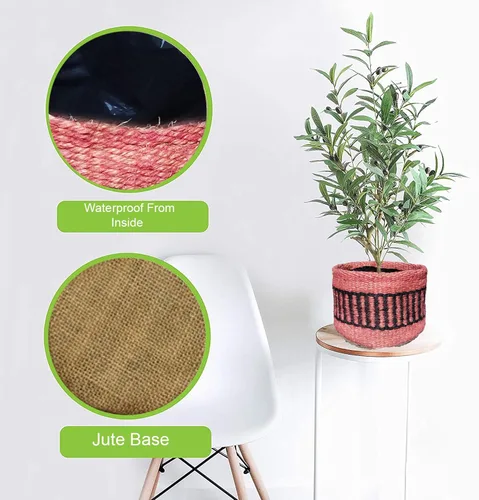 Miniatura 3 de Cesta de Maceta de Yute Resistente, Cesta Tejida Moderna, Maceta para Flores, Maceteros de Interior para Suelo, Cesta Organizadora de Almacenamiento