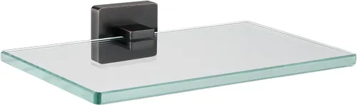 Miniatura 23 de JQK Estante de cristal para baño cromado, almacenamiento de ducha de vidrio templado de 12 x 5 pulgadas, montaje en pared cromado pulido de acero