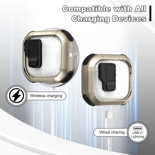 Miniatura 6 de Funda para AirPods de 4ª Generación, Diseño Transparente con Tapa Emergente Automática, Incluye Herramienta de Limpieza, Duradera y Resistente a