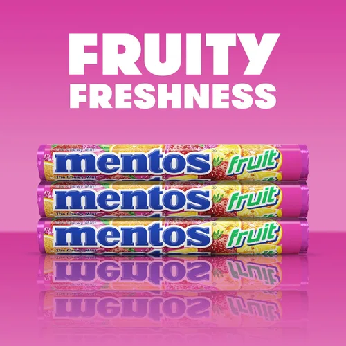 Miniatura 5 de Mentos Rollo de caramelo de menta masticable, fruta, 14 piezas por rollo (paquete de 1)