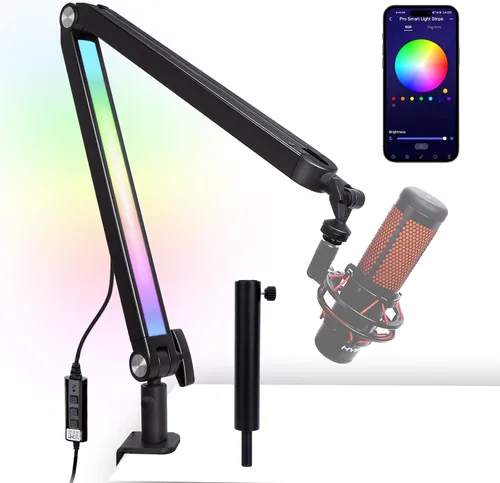 Miniatura 9 de Pantalla antiviento de micrófono Filtro Pop Compatible con HyperX QuadCast - Cubierta de espuma para micrófono con pantalla antiviento peluda