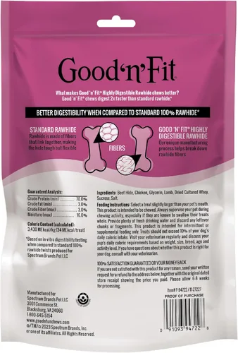 Miniatura 2 de Good 'n' Fit Twist Sticks hechos con cordero real, 15 unidades, trata a tu perro con masticables de cuero crudo de larga duración y altamente