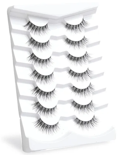 Miniatura 7 de Onlyall Pestañas naturales, pestañas postizas de aspecto natural, pestañas postizas acampanadas, pestañas postizas suaves y esponjosas, 7 pares D12