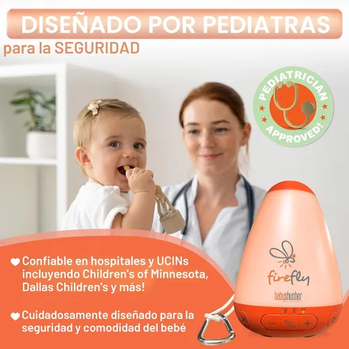 Miniatura 3 de Baby Shusher Firefly Calmante para Bebés que Lloran con Luz Nocturna - Máquina de Sonido de Ruido Blanco, Calmante para Bebés para Dormir, Artículos