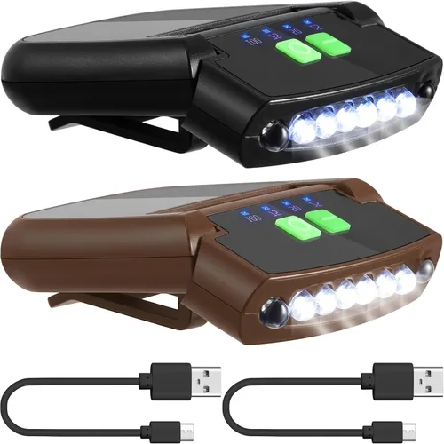 Miniatura 8 de Mudder Linterna LED con clip para gorra USB recargable, linterna impermeable ultra brillante para sombrero, linterna de cabeza para pesca
