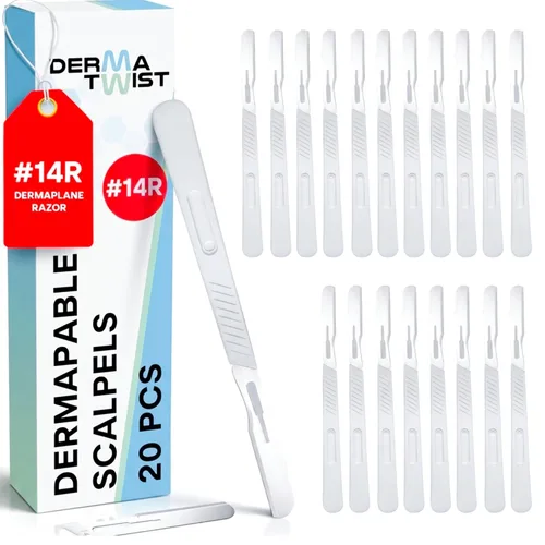 DermaTwist 14R Dermaplane Razor for Women Face –Sterile Dermaplane Scalpels Facial Razors for Women Face Dermaplaning Professional Face Shaver (20