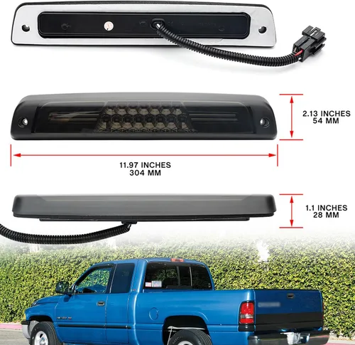 Miniatura 7 de Tercera luz de freno LED de repuesto para Dodge Ram 1994-2001 1500 2500 3500 Pickup LED rojo 3er centro de freno de montaje alto lámpara de freno