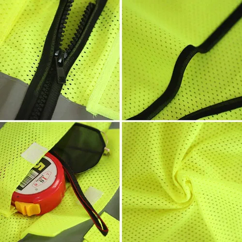 Miniatura 6 de XIAKE Chaleco de seguridad reflectante para hombres y mujeres, chaleco de alta visibilidad clase 2 con bolsillos, cumple con las normas ANSI Malla