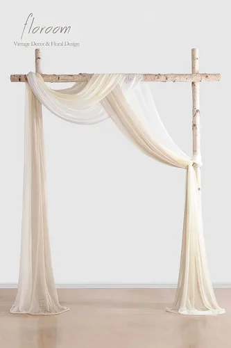 Miniatura 2 de Floroom Tela drapeada para arco de boda, 3 paneles de tela de gasa de 20 pies, cortinas de cenador, ceremonia de boda, recepción, decoración