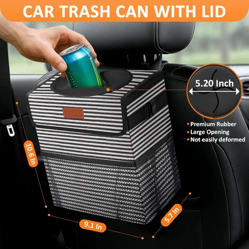 Miniatura 2 de Vankor Bote de Basura para Auto Lindo, Bolsa Contenedor Colgante Impermeable Botes de Basura Automotrices a Prueba de Fugas Bote de Basura para Raya