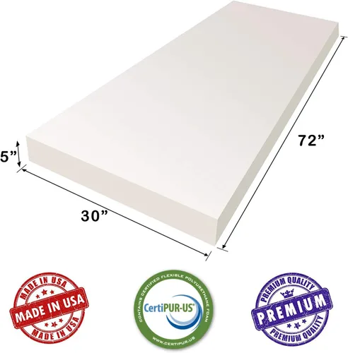 Miniatura 9 de AK TRADING CO. Cojín de espuma para tapicería, lámina de espuma de alta densidad, fabricado en EE. UU., 5 x 30 x 72 pulgadas