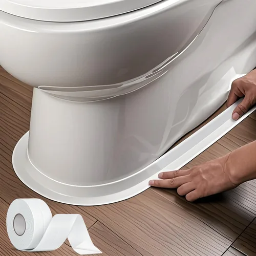 Cinta de calafateo blanca impermeable, autoadhesiva para inodoro, bañera, cocina, esquinas, superficies de baño, fácil aplicación, 1-1/2 pulgadas x