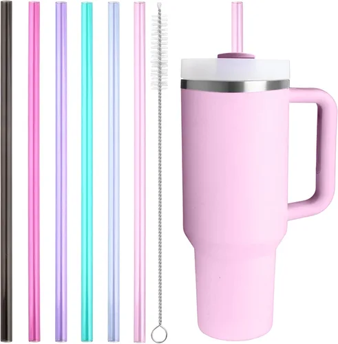 Miniatura 11 de Popote de repuesto compatible con Stanley Quencher de 40 oz, 30 oz Tumbler, popotes reutilizables extra largos de 12 pulgadas de plástico para vaso