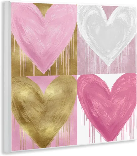 Miniatura 3 de Stupell Industries Pintura en aerosol Glam Hearts rosa y dorado, diseñada por Lindsay Rodgers Art, 12 x 12, placa de pared