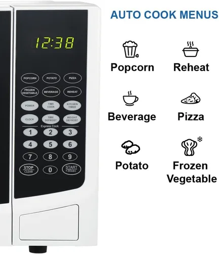 Miniatura 3 de Emerson Horno microondas compacto de 0.9 pies cúbicos con control táctil, pantalla LED, 900 W, 6 menús automáticos con plato giratorio de vidrio