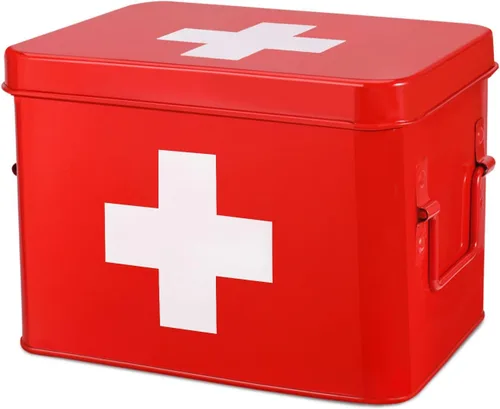 Miniatura 16 de Flexzion - Caja para medicamentos del hogar, botiquín de farmacia, 33 x 21 x 19 cm, caja de almacenamiento de metal para medicamentos de emergencia