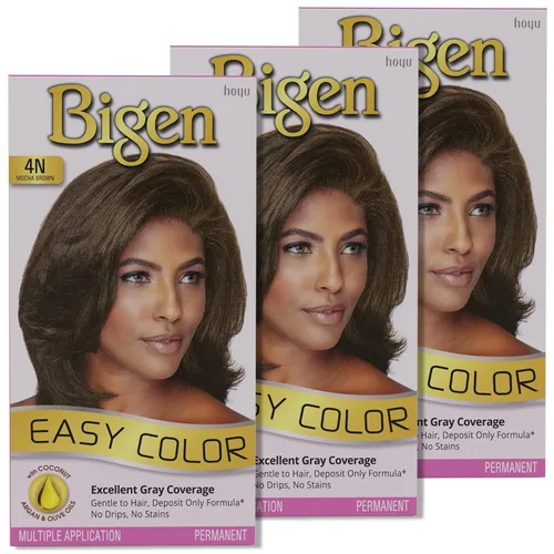 4N Bigen Easy Color para mujer 4N marrón moca, nueva fórmula, nuevo aspecto, paquete de 3