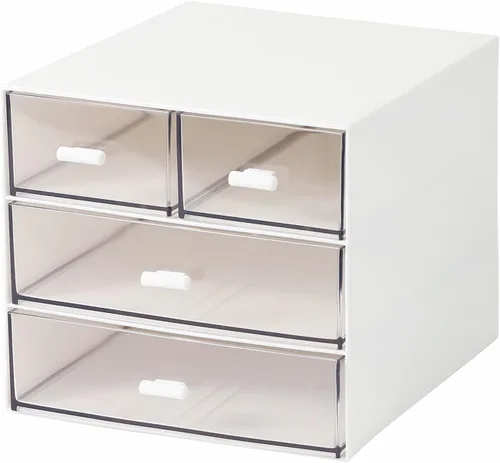Miniatura 7 de MILULUGO Organizador de maquillaje con 4 cajones, organizador de escritorio, caja de almacenamiento de cosméticos para esmalte de uñas, lápiz