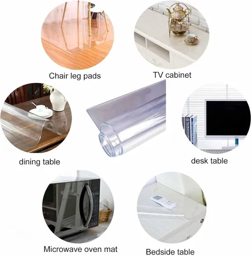 Miniatura 5 de Mantel transparente de PVC de 0.079 in, protector de mesa de plástico transparente, impermeable, resistente al calor, para mesa de comedor, oficina