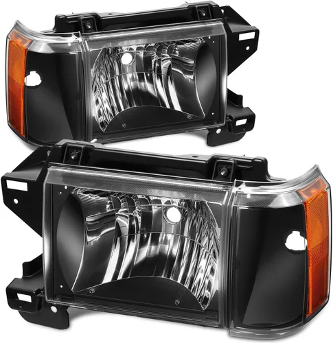 Auto Dynasty Conjunto de faros delanteros compatible con Ford Bronco F-150 F-250 F-350 1987-1991, reemplazo de faros halógenos del lado del