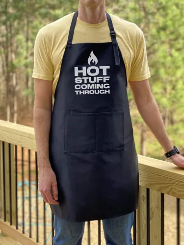 Miniatura 2 de Hot Stuff - Delantal divertido para hombres, delantal para parrilla de barbacoa, delantal de chef, divertido para papá, delantal divertido