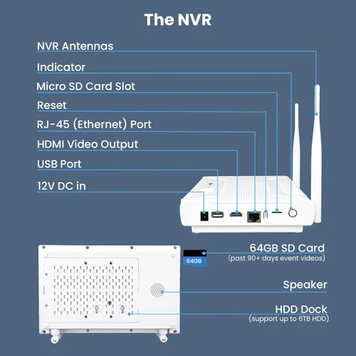Miniatura 8 de xmartO Sistema de cámara de seguridad solar inalámbrico, 10CH 4K expandible WiFi6 NVR+4* 4MP 2K cámaras para exteriores, todo tipo de clima, audio