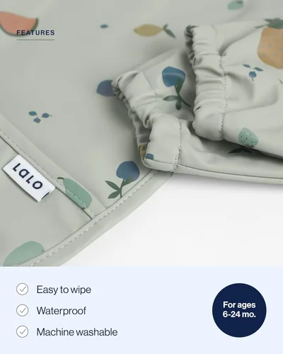 Miniatura 3 de Lalo Babero Smock - Babero de manga larga para bebés y niños pequeños - Puños elásticos, bolsillo grande recolector, poliéster reciclado impermeable