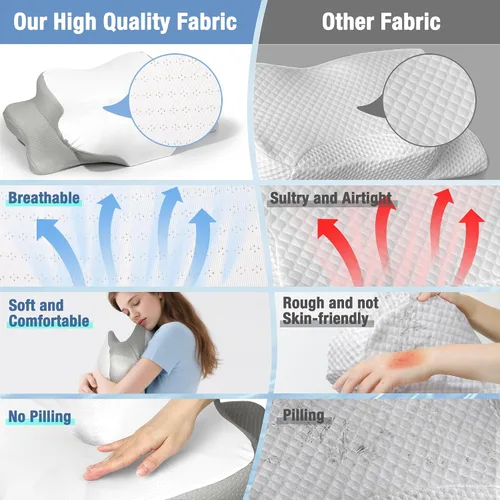 Miniatura 3 de TOPPURE Funda de almohada suave y fría solo para almohada cervical, funda de almohada para almohada cervical de espuma viscoelástica