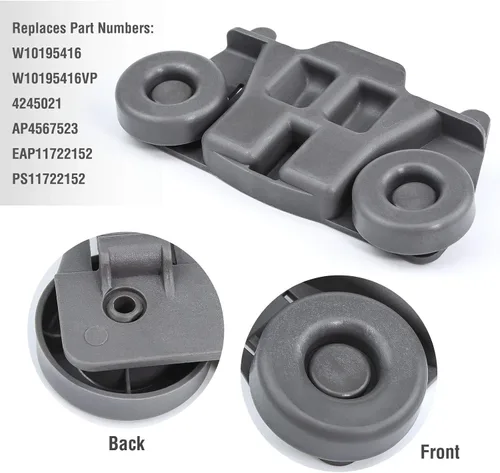Miniatura 6 de AMI PARTS W10712394 Kit de ajustador de estante de lavavajillas y 4 unidades W10195416 Ruedas inferiores para lavavajillas Ruedas de rodillo