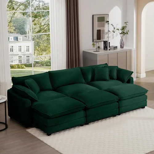 Miniatura 10 de Aoowow Sofá de dos plazas de pana, modernos sofás de nube de 2 plazas para sala de estar, sofás modulares de nube seccionales con asiento profundo
