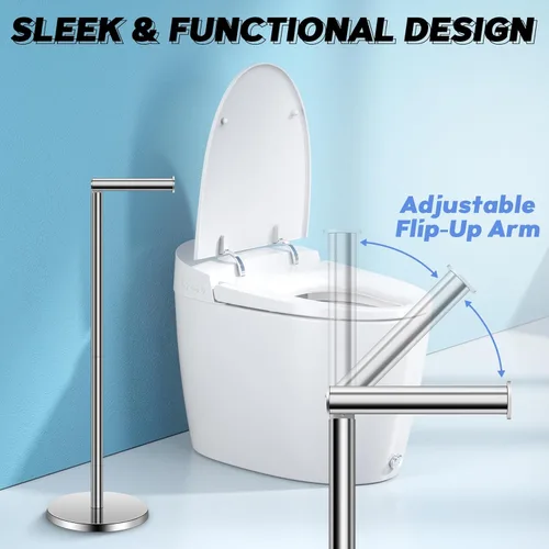 Miniatura 3 de TACGEA Soporte para papel higiénico, soporte para rollo de papel higiénico de baño, acero inoxidable, almacenamiento para 4 rollos de papel Plateado