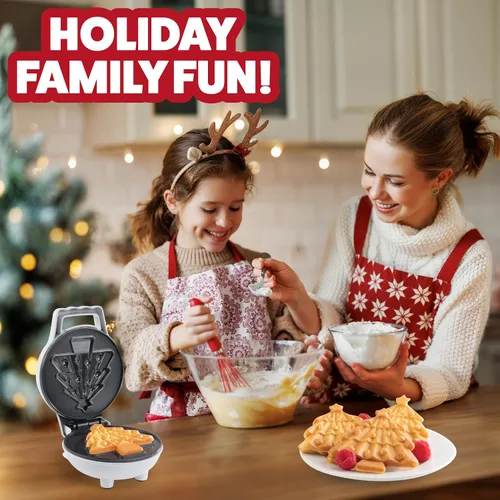 Miniatura 4 de Mini waflera de árbol de Navidad: haz que estas fiestas sean especiales para niños con una bonita waflera de 4 pulgadas, electrodoméstico eléctrico