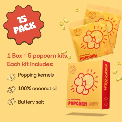Miniatura 2 de Popsmith Oh Sooo Buttery - Kits de palomitas de maíz premedidos - Paquete de 15 kits de palomitas de maíz mantecosas de 4 onzas con aceite de coco