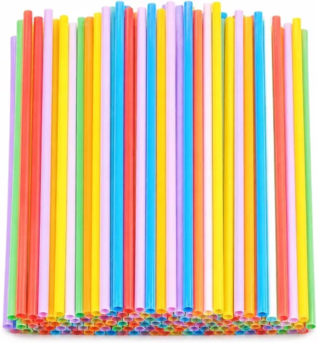 100 popotes de plástico coloridos, popotes rectos desechables extra largos de 10.26 pulgadas, 0.23 pulgadas de diámetro para café helado, jugo,