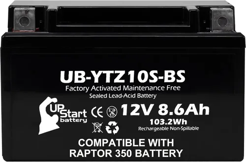 Reemplazo YTZ10S-BS de 12V 8.6Ah para batería Yamaha Raptor 350 – Compatible con Yamaha YFM35R Raptor 350CC ATV Battery 2004-2013 – Baterías de 12