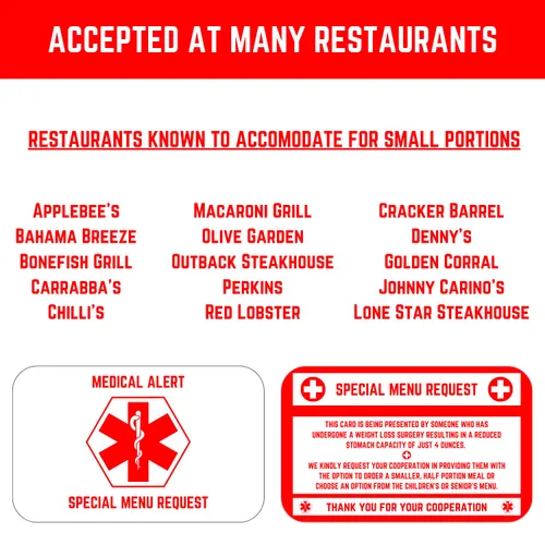 Miniatura 8 de Tarjeta bariátrica para restaurantes, tarjeta de solicitud de menú especial, control de porciones, solicitud de restaurante para pacientes Blanco